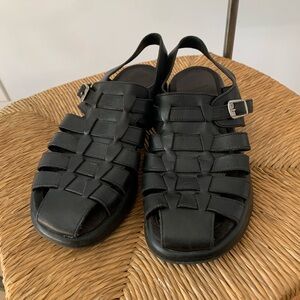 Dansko Black Leather Fisherman Sandals